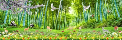 Tranh gạch 3 phong cảnh tre trúc - BCV22