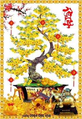 Tranh gạch 3d hoa mai vàng - SDF53