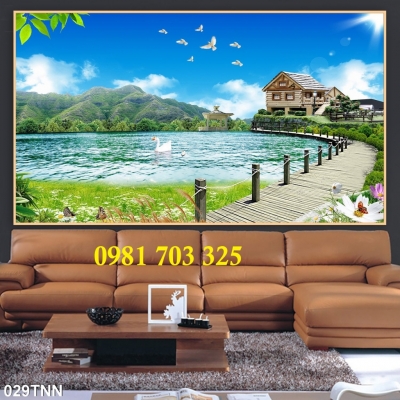 Tranh phong cảnh thiên nhiên, gạch tranh ốp phòng khách