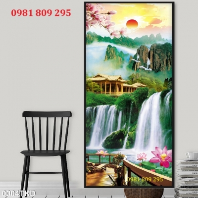 Tranh gạch , gạch ốp tường thác nước