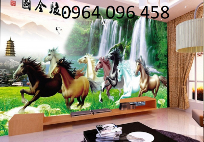 tranh ngựa phòng khách 3d