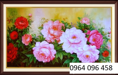 Tranh gạch 3d phong thủy hoa mẫu đơn - CVNN96