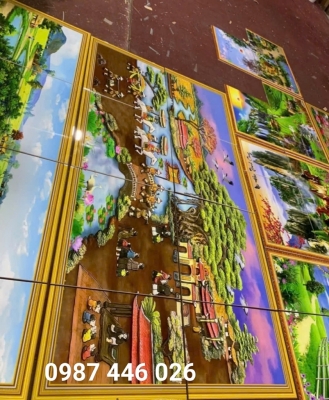 Gạch tranh phong cảnh làng quê
