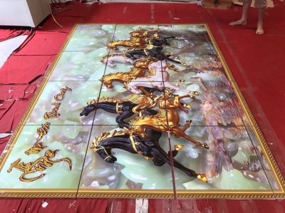 gạch tranh 3D bát mã- tranh phong thủy