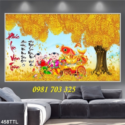 Tranh gạch kim tiền tài lộc 3D