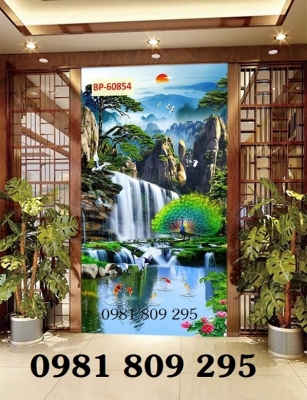 tranh gạch 3d khổ đứng - tranh thác nước