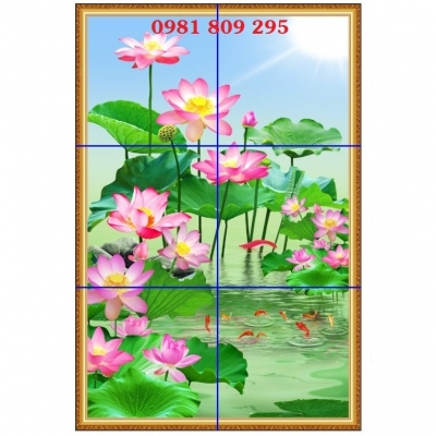 Tranh gạch 3d hoa sen - tranh gạch men