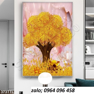 Tranh cây tiền 3d - tranh gạch 3d cây tiền - JCBV5