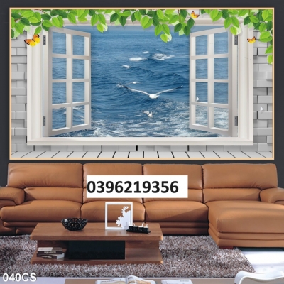 Tranh gạch hình cửa sổ đẹp 3D