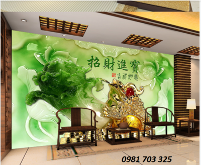 Gạch tranh 3D ốp tường phòng khách