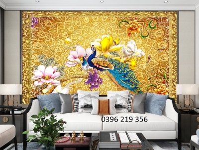 Tranh gạch men trang trí tường Chim Công