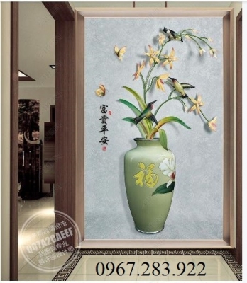 Tranh 3D- Tranh hoa khổ dọc