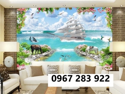 Gạch tranh 3d cảnh thuyền buồm
