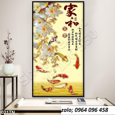 Tranh gạch 3d phong thủy phòng khách - KXDC4