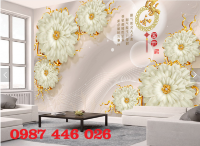 Gạch tranh 3d hoa phòng khách HP9722