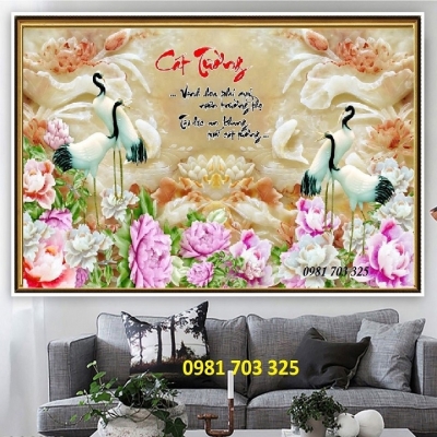 Gạch tranh 3D chim hạc đẹp