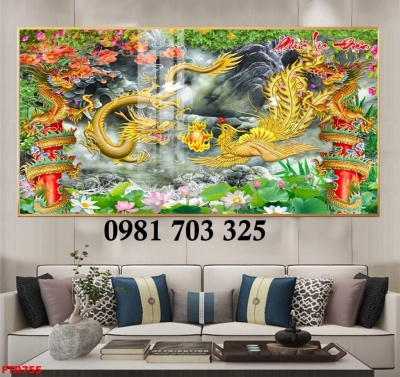 Tranh gạch men 3D long phụng