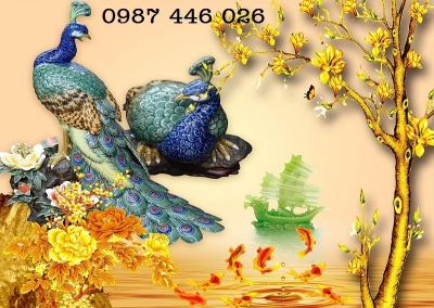 Gạch tranh chim công 3d HP82621