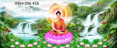 Tranh gạch 3d ốp tường phật phòng thờ - HNM89