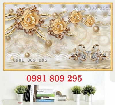Tranh hoa 3d phòng khách- Gạch tranh ốp tường