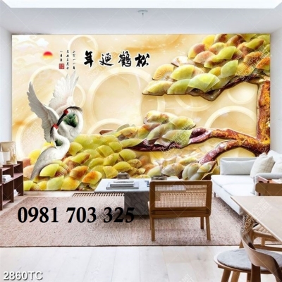 Tranh gạch 3d tùng hạc đẹp
