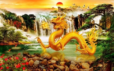 Tranh gạch 3d rồng bay - 966CP