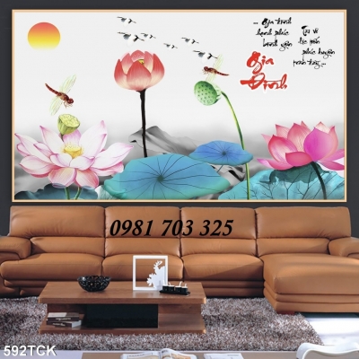 Gạch tranh hoa sen phong thủy 3D