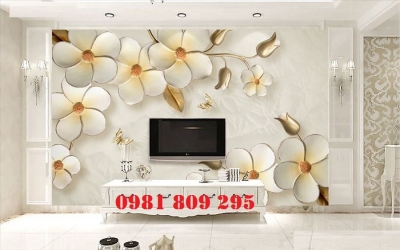Tranh ốp tường- gạch hoa phòng khách đẹp F54
