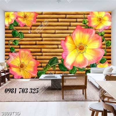 Tranh gạch 3D trang trí hình hoa đẹp
