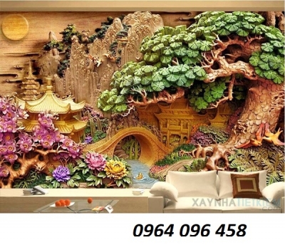 Tranh gạch men 3d ốp tường phong cảnh đồng quê - GDCX43