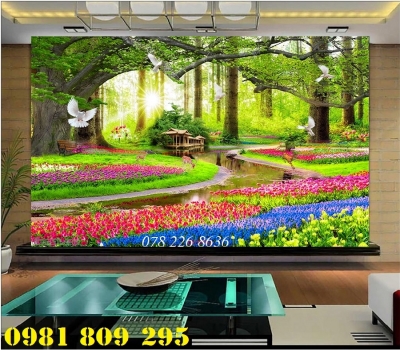 Gạch tranh 3d ốp tường phong cảnh