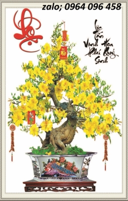 Tranh cây mai 3d - tranh gạch 3d cây mai - 766XL