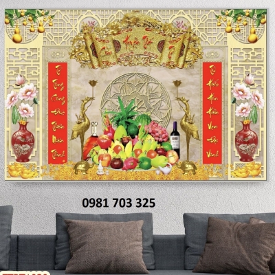 tranh 3D phòng thờ, gạch tranh trang trí