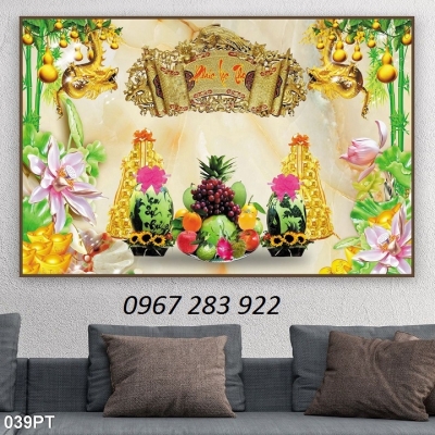 Tranh tường phòng thờ chất liệu gạch men
