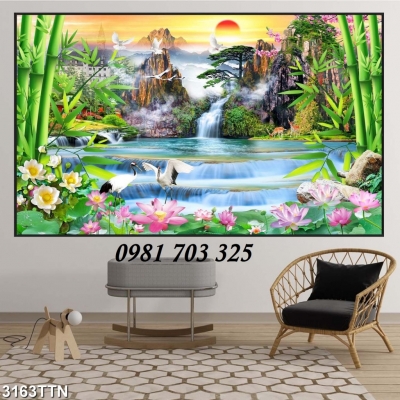 tranh 3D phòng khách, gạch tranh trang trí