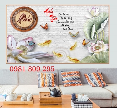 Gạch 3d hoa sen ốp tường - tranh gạch men