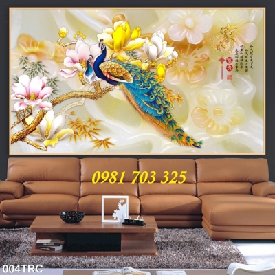 Tranh chim công 3D- gạch tranh trang trí