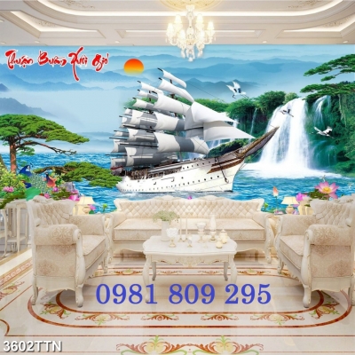 Gạch tường, tranh gạch men thác nước