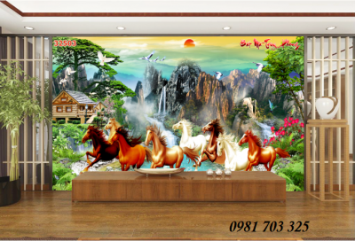 Tranh mã đáo thành công- gạch men 3D phong cảnh