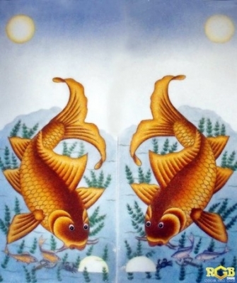 Tranh gạch 3d cá chép hóa rồng - 688VC