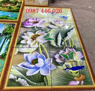 Tranh hoa sen, gạch tranh bông sen HP7392