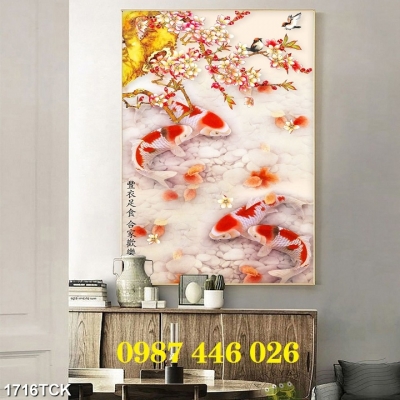 Tranh gạch men cá chép Koi