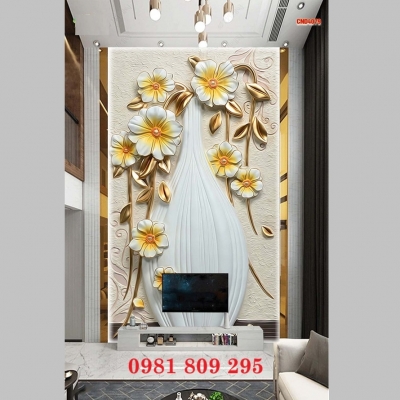 Tranh gạch bình hoa trang trí sảnh