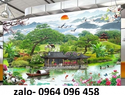 Gạch tranh phong cảnh đồng quê sông núi 3d - 433XC