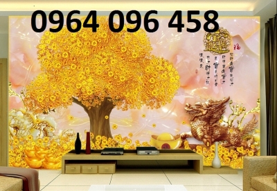 Tranh gạch 3d cây tiền vàng - SKJH5