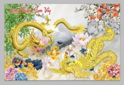 Tranh gạch rồng phương vàng HP9733