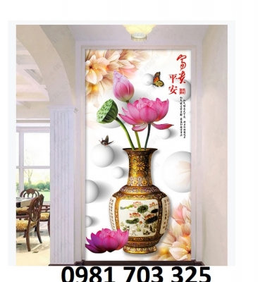 Gạch tranh khổ đứng 3D hình hoa