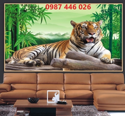 Tranh hổ, gạch ốp tường tranh 3d