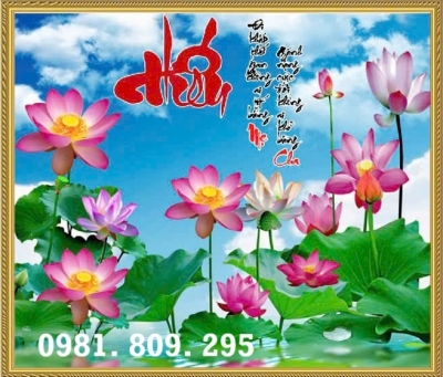 Gạch tranh ốp tường Cha Mẹ hoa sen