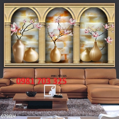 Gạch tranh bình hoa 3D trang trí đẹp